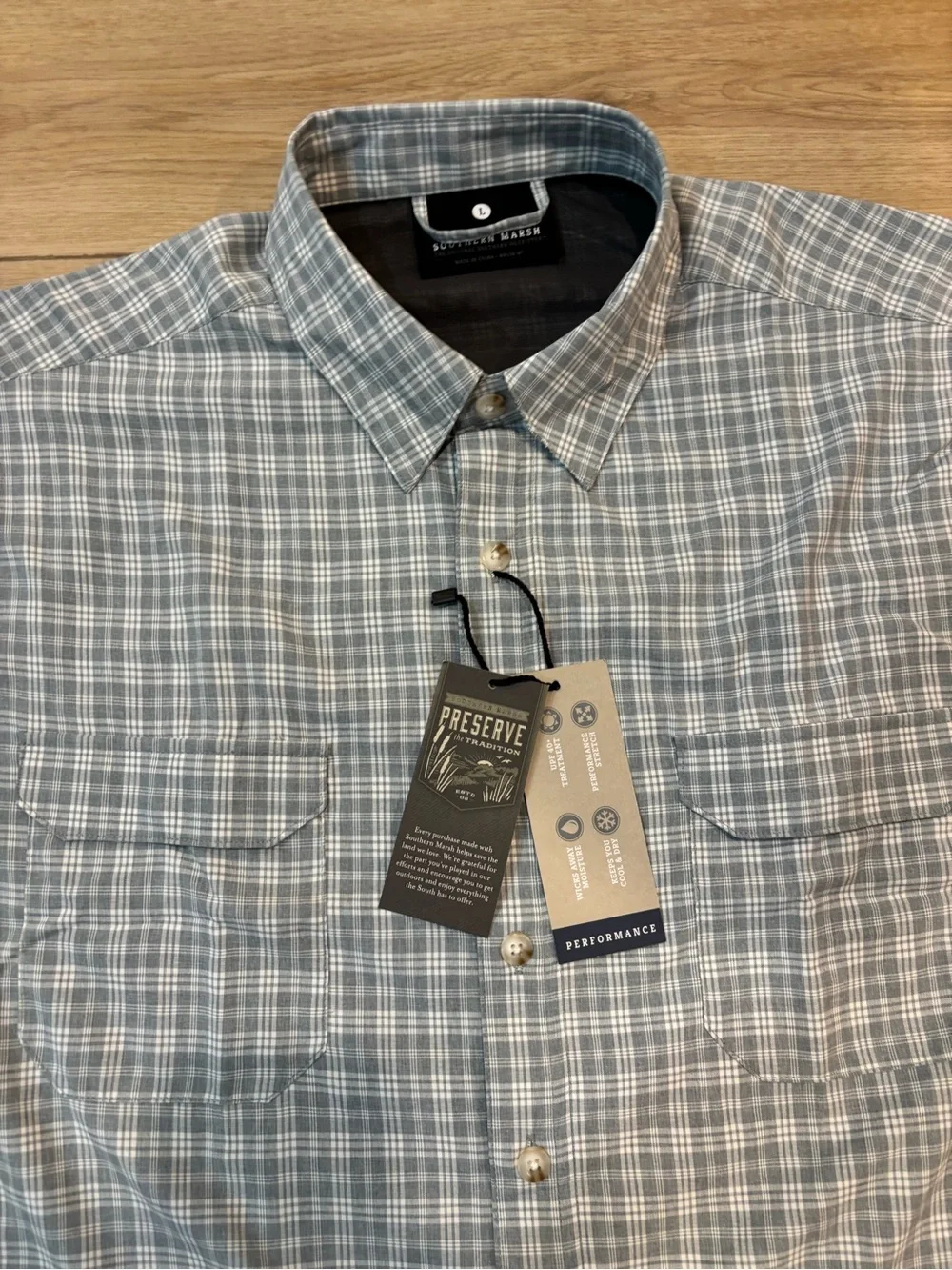 NEW SOUTHERN MARSH short sleeve merida mar performance shirt in washed slate